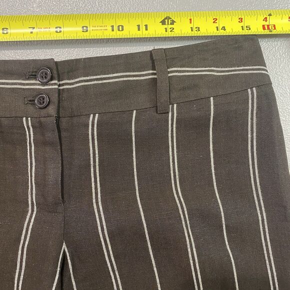 ANN TAYLOR Trouser Striped Low Rise Flare Linen Blend Lined Pants Womens 4 Black - Picture 5 of 9